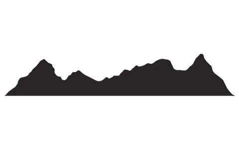 Set of black and white mountain silhouettes.Background border of rocky mountains Stock Illustration
