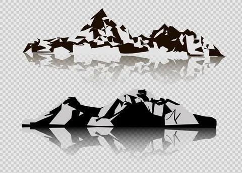 Set of black and white mountain silhouettes.Vector illustration on the Illustrazione stock