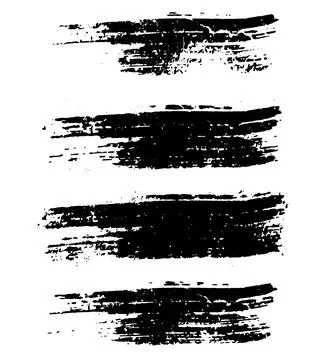 Set of black and white paint strokes, set of strokes splash, Stock Illustration