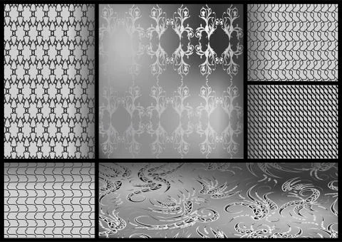 Set of black and white patterns Stock Illustration