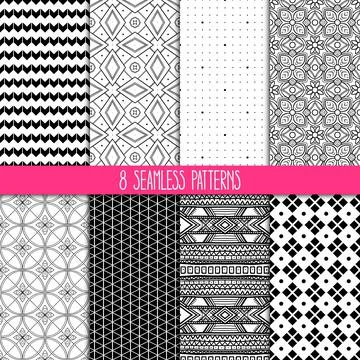 Set of black and white patterns Stock Illustration