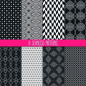 Set of black and white patterns Ilustración de archivo