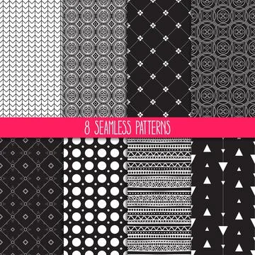 Set of black and white patterns Stock Illustration