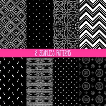 Set of black and white patterns Stock Illustration