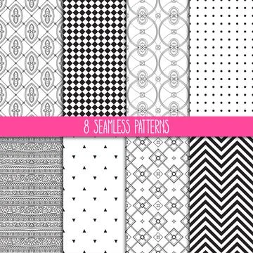 Set of black and white patterns Stock Illustration