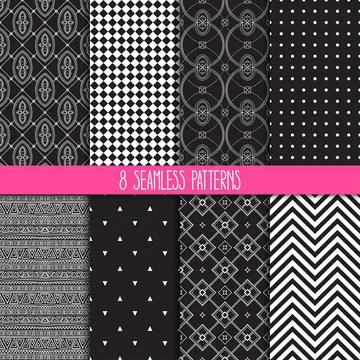 Set of black and white patterns Stock Illustration
