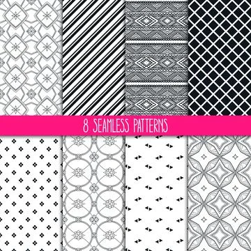 Set of black and white patterns Stock Illustration