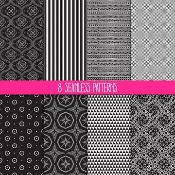 Set of black and white patterns Stock Illustration