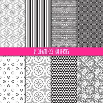 Set of black and white patterns Stock Illustration