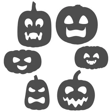 Set of black and white pumpkins with faces for Halloween. Stock Illustration