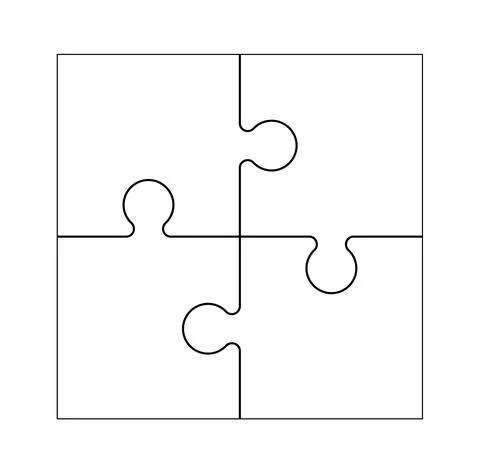 Set of black and white puzzle pieces isolated on a white background. Vector Stock Illustration