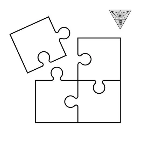 Set of black and white puzzle pieces isolated on a white background. Vector Stock Illustration