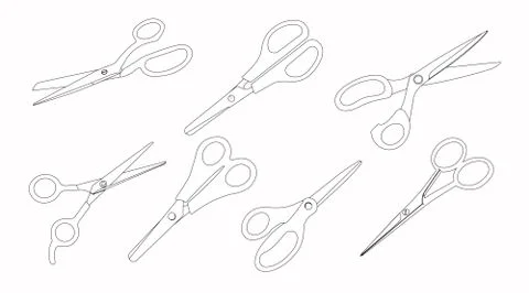 Set of Black and White Scissors Stock Illustration