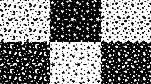 Set of Black and White Seamless Patterns Stock Illustration