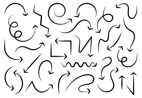 Set of black and white simple arrows. Stock Illustration
