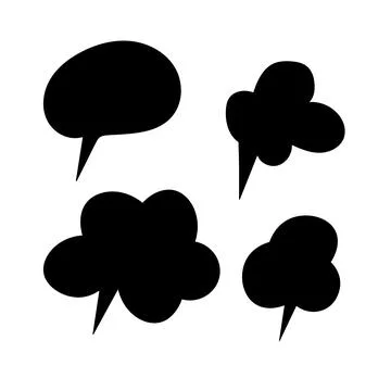 Set of black and white speech bubbles. Cartoon Vector illustration. Isolated on Stock Illustration