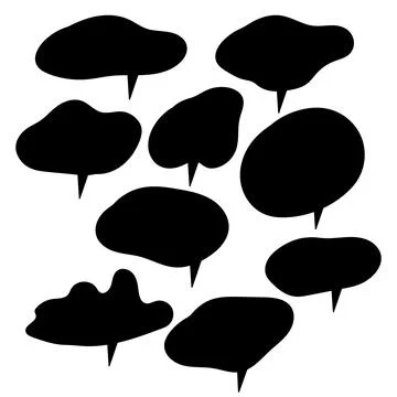 Set of black and white speech bubbles. Cartoon Vector illustration. Isolated on Stock Illustration