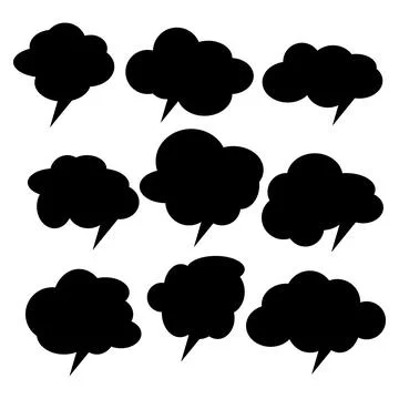 Set of black and white speech bubbles. Cartoon Vector illustration. Isolated on Stock Illustration