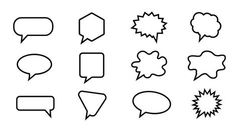 A set of black and white speech bubbles 스톡 일러스트