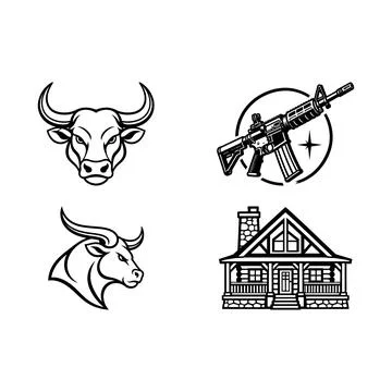 Set of black and white vector icons and emblems Stock Illustration