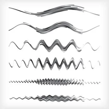 Set of black and white wavy vector dividers Stock Illustration