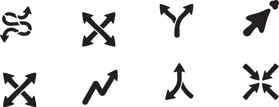 Set of black arrow icons for navigation and design Stock Illustration