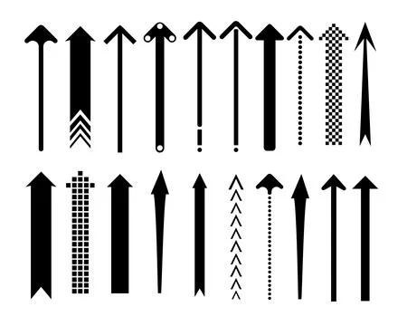 Set of black arrow pointing up. Arrow shape element. Vector Stock Illustration