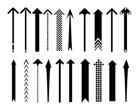 Set of black arrow pointing up. Arrow shape element. Vector Stock Illustration