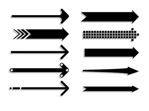 Set of black arrow pointing up. Arrow shape element. Vector Stock Illustration