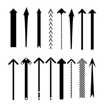 Set of black arrow pointing up. Arrow shape element. Vector Stock Illustration