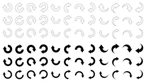 Set of black arrows. Turn over, flip, reverse signs Stock Illustration