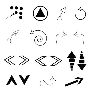 Set of black arrows vector in different shapes Stock Illustration