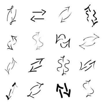Set of black arrows vector in different shapes Stock Illustration