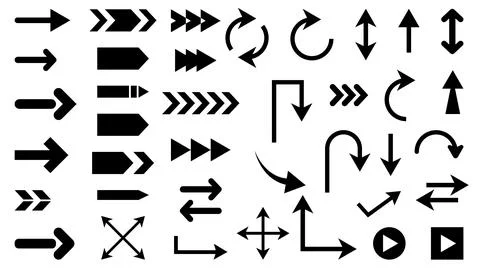 Set of black arrows vector elements Stock Illustration