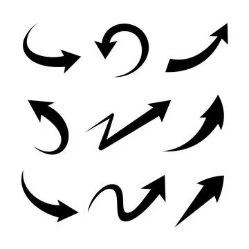 Set of black arrows on a white background. Stock Illustration