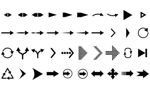 Set of black arrows on a white background. Stock Illustration