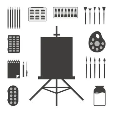 Set of black art things Stock Illustration