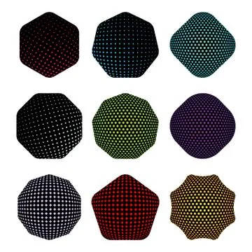 Set of black badge shape with hakftone pattern. Illustrazione stock