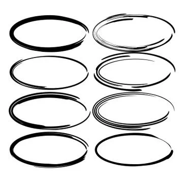 Set of black balloon grunge frames. Circle borders. Vector illustration. Illustrazione stock