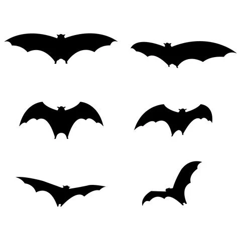 Set of black bats for Halloween. Vector Stock Illustration