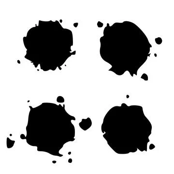 Set Black Blob Isolated on White. Stock Illustration