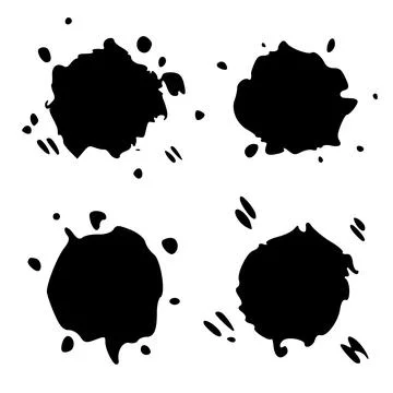 Set Black Blob Isolated on White. Ilustración de archivo