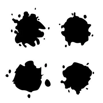 Set Black Blob Isolated on White. Ilustración de archivo