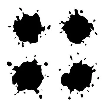Set Black Blob Isolated on White. Ilustración de archivo