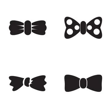 Set of black bow tie formal accessories icons Stock Illustration