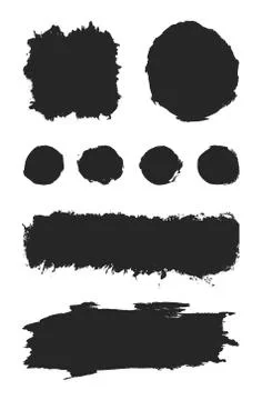 Set of Black Brush Elements on White Background 스톡 일러스트