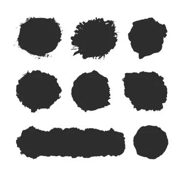 Set of Black Brush Elements on White Background 무료 스톡 일러스트