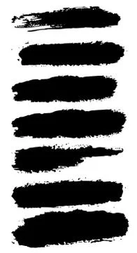 Set black brush paint vector. Painted grunge stripes set. Stock Illustration