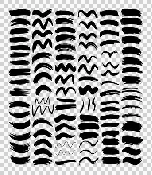 Set of black brush stroke vector design Stock Illustration