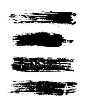 Set of black brush strokes, black and white grungy brush stroke brush bundle Stock Illustration